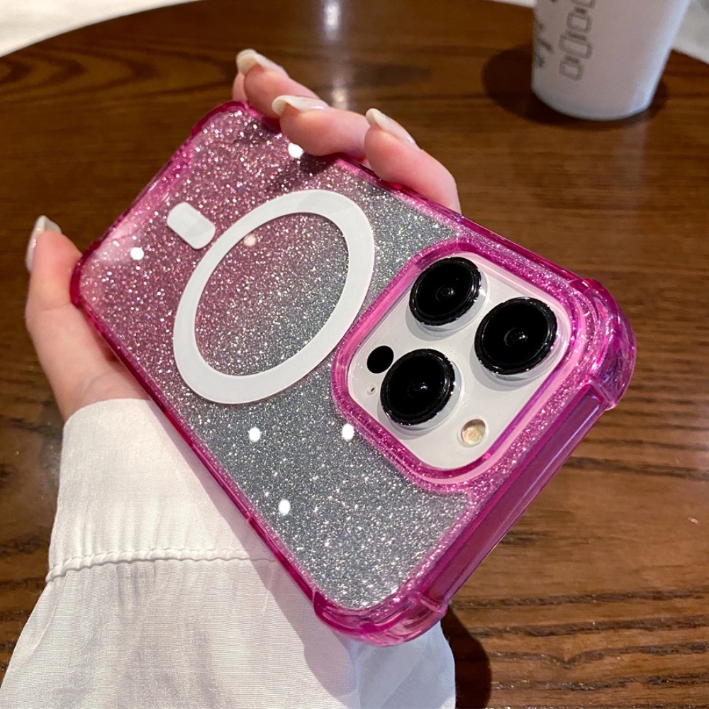 IPHONE Casing Bening Gradasi Glitter Mewah Untuk Iphone14 13 12 11 Pro Max Shockproof Transparan 11pro 13 14 Promax14 Plus Casing Keras Magnet Cover Bumper