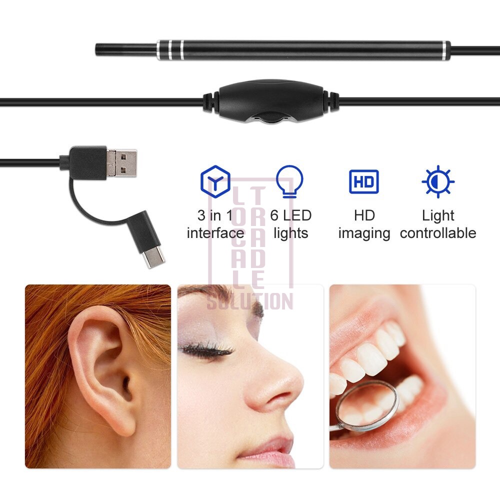 Korek Kuping Pembersih Telinga Dengan Kamera Ear Wax Camera Cleaner Endoscope HD Visual Earpick Camera 3 in 1 USB LED