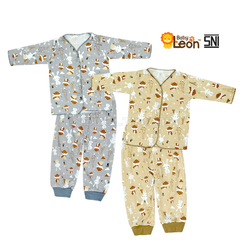 DS-114 Setelan Baju Lengan Panjang + Celana Panjang Bayi BABY LEON Baju Bayi Baru Lahir Baju Tidur