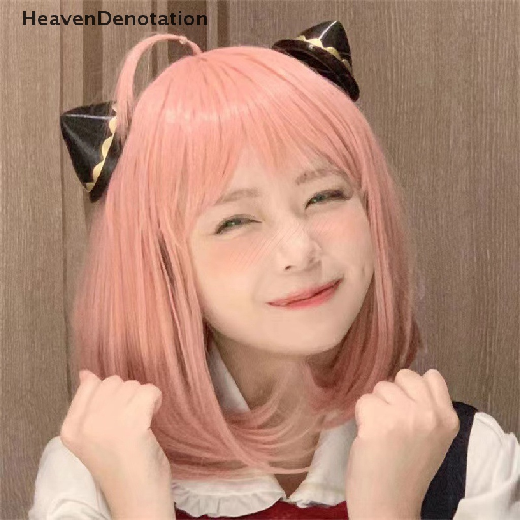 [HeavenDenotation] Anime Spy X Family Anya Forger Gadis Pink Cosplay Wig Aksesoris Rambut HDV