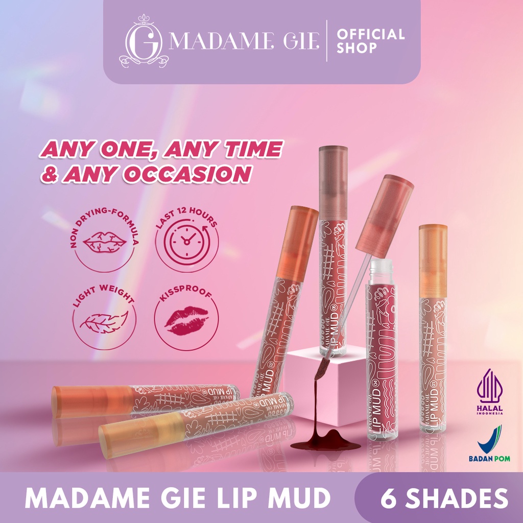 𝐑𝐀𝐃𝐘𝐒𝐀 - Madame Gie Lip Mud - Makeup Lipstick Velvet Multi-use Transferproof