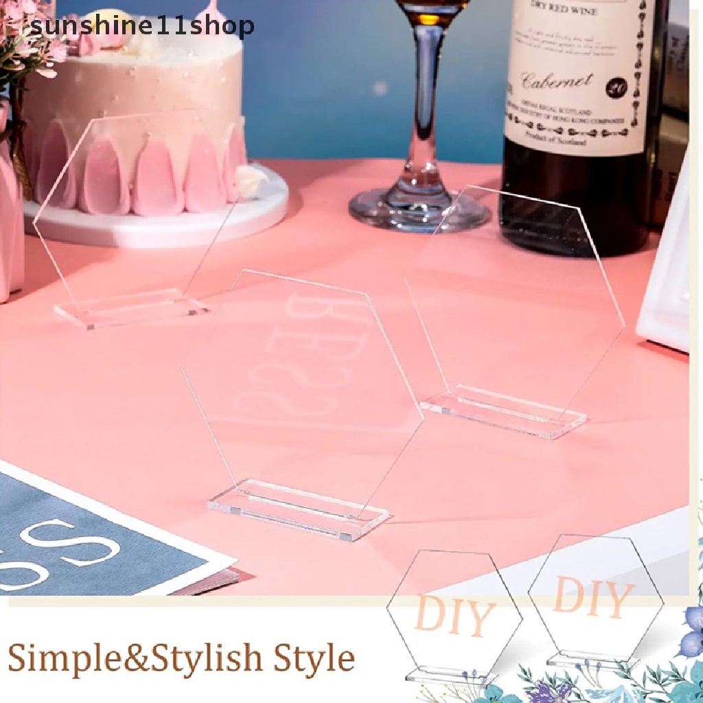 Sho Hexagon Place Card Table Stand Seag Card Blank Number Sign Holder Untuk Pernikahan N