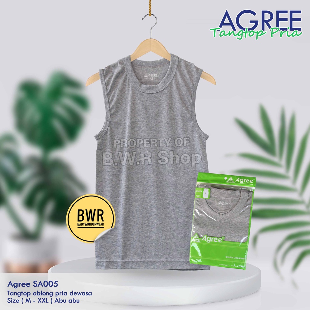 Tangtop AGREE SA005 / Kaos Dalam Tangtop Singlet Slim FIt Pria Dewasa Super Soft Cool Hitam Putih Abu | Bwr