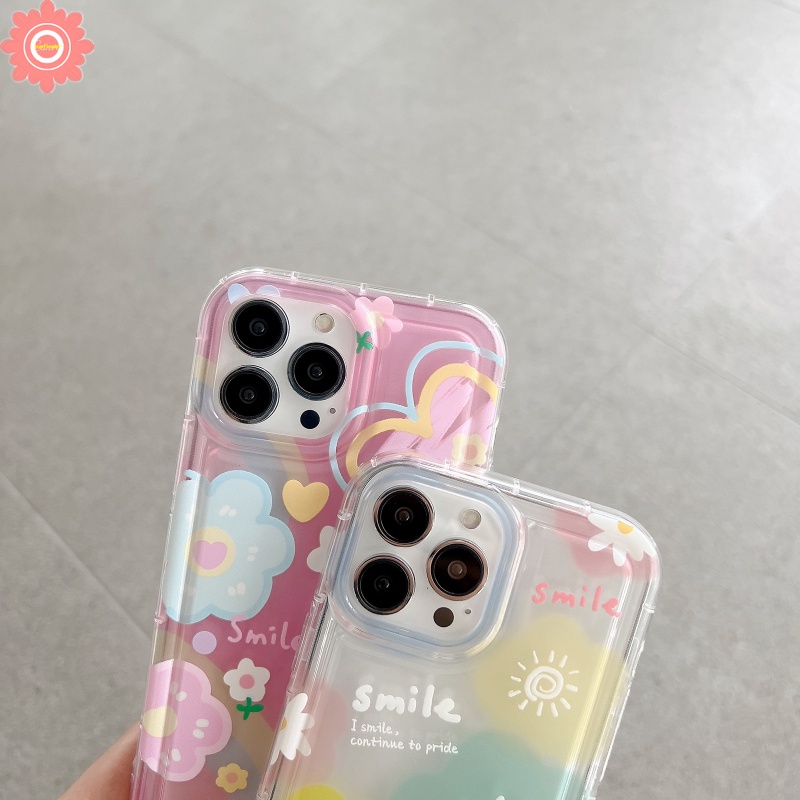 Ins Korea Lucu Smile Fresh Sunflower Case Untuk Redmi Note10 11 8 9 10s 11s Redmi 12C 9 10C 9T 9C NFC A1 10 10A 9A POCO F4 Bening Airbag Shockproof Soft TPU Cover