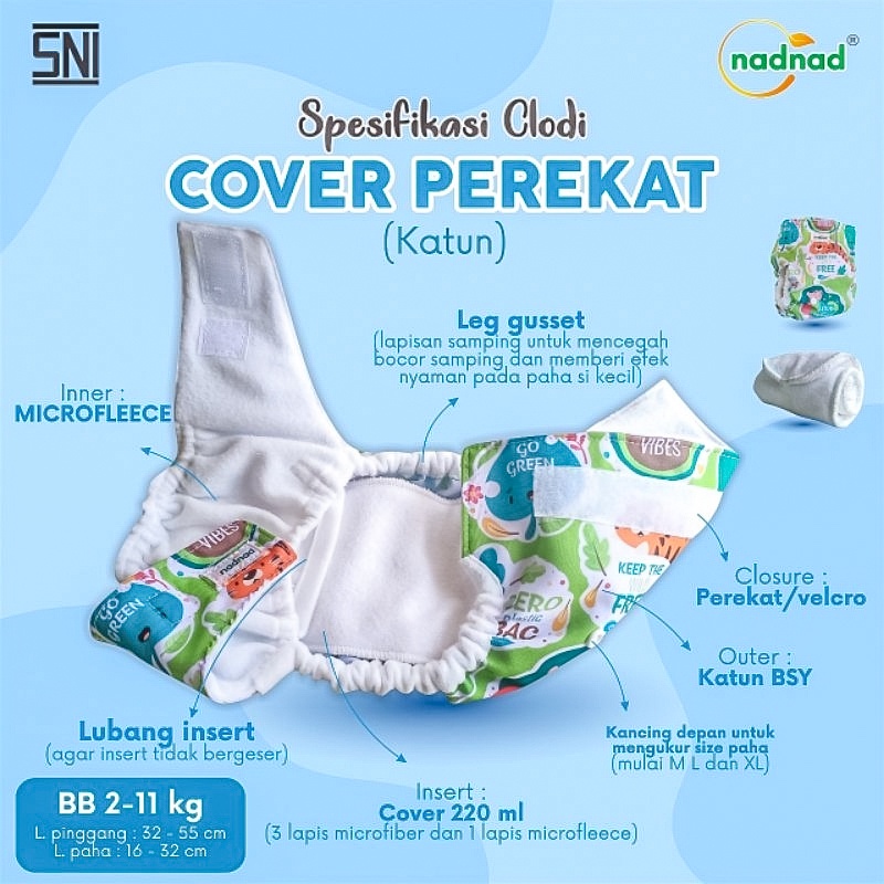 Clodi Bayi Nadnad Cover Popok Kain Bayi SNI 3-17 kg