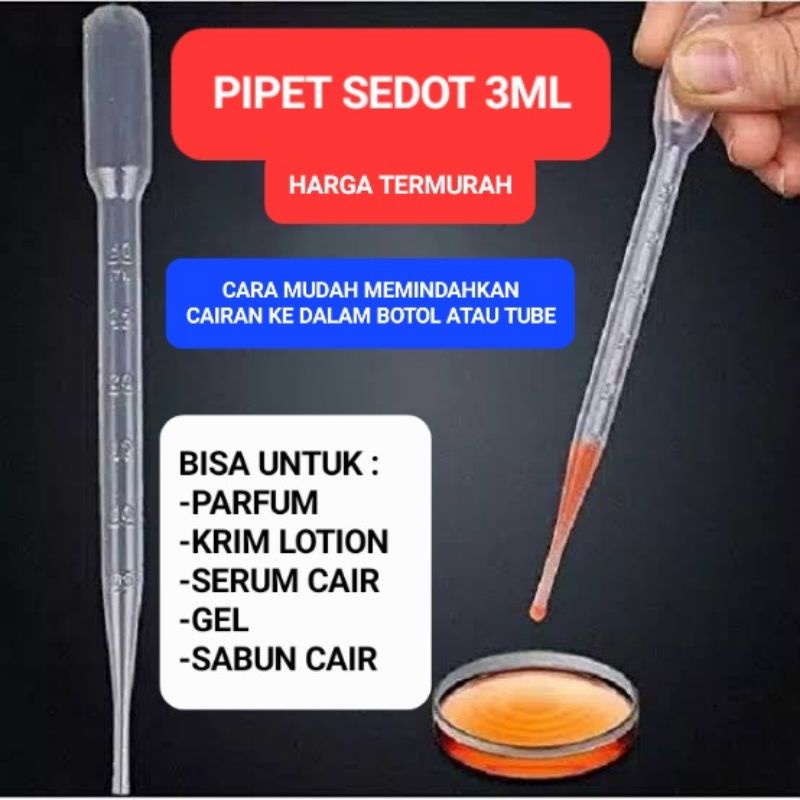 QQ4 PIPET PLASTIK 3ML | Alat untuk memindahkan cairan parfum cream sabun krim gel lotion serum ke dalam botol tube | pipet 3ml 3 ml