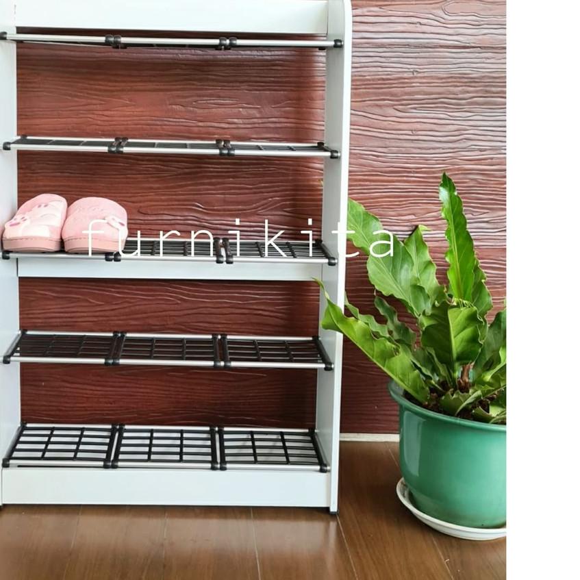 ✤ RAK SEPATU KAYU 15 PASANG MINIMALIS SUSUN 5 ◌