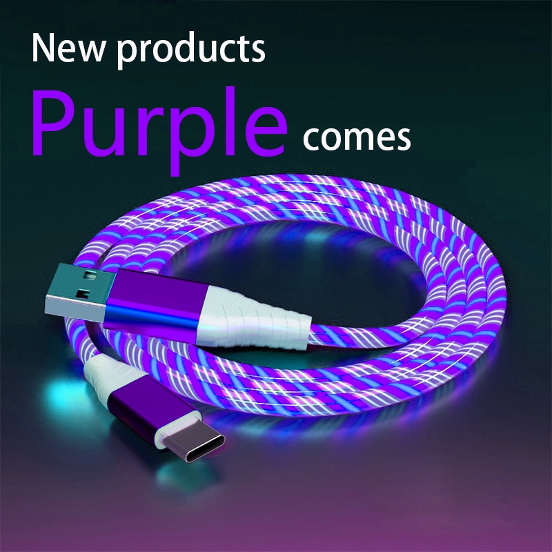 Lampu Streamer Kabel USB Lampu LED Flowing Kabel Pengisian Cepat Mobil Streamer Charging Line Luminous LED Kabel Data Glowing