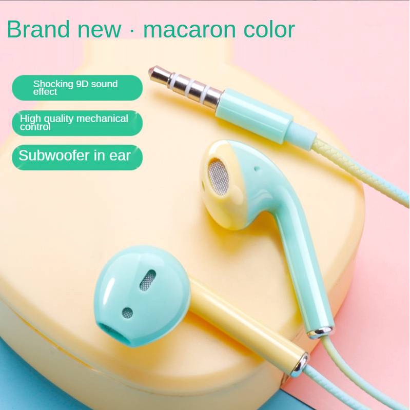 Macaron Wired Headphone/3.5mm in-ear Stereo Wired Sport Wired Earbuds Dengan Micphone/Headset Gaming Olahraga Universal Untuk Samsung Dan Xiaomi/Penjualan Panas