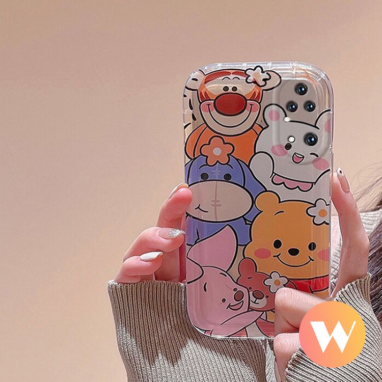 IPHONE Kartun Lucu Winnie The Pooh Bear Full Case Kompatibel Untuk Iphone11 13 12 14 Pro Max X 7 6s 6 8 Plus XR XS Max SE 2020 Lembut TPU Shockproof Airbag Penutup Belakang