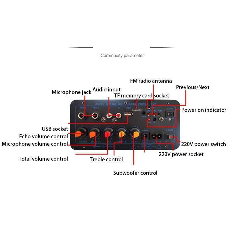 Papan Audio Amplifier Bluetooth Sound Booster with Microphone Port - D20 - Black