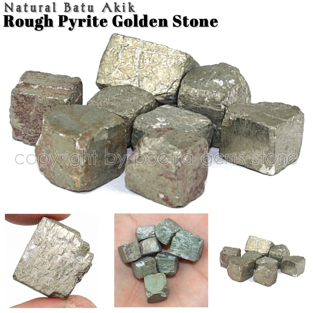 Natural Bahan Batu Rough Pyrite Golden Stone Cube Healing Crystal Theraphy Reiki