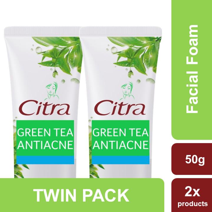 Citra Green Tea Anti Acne Facial Foam 50g Twinpack