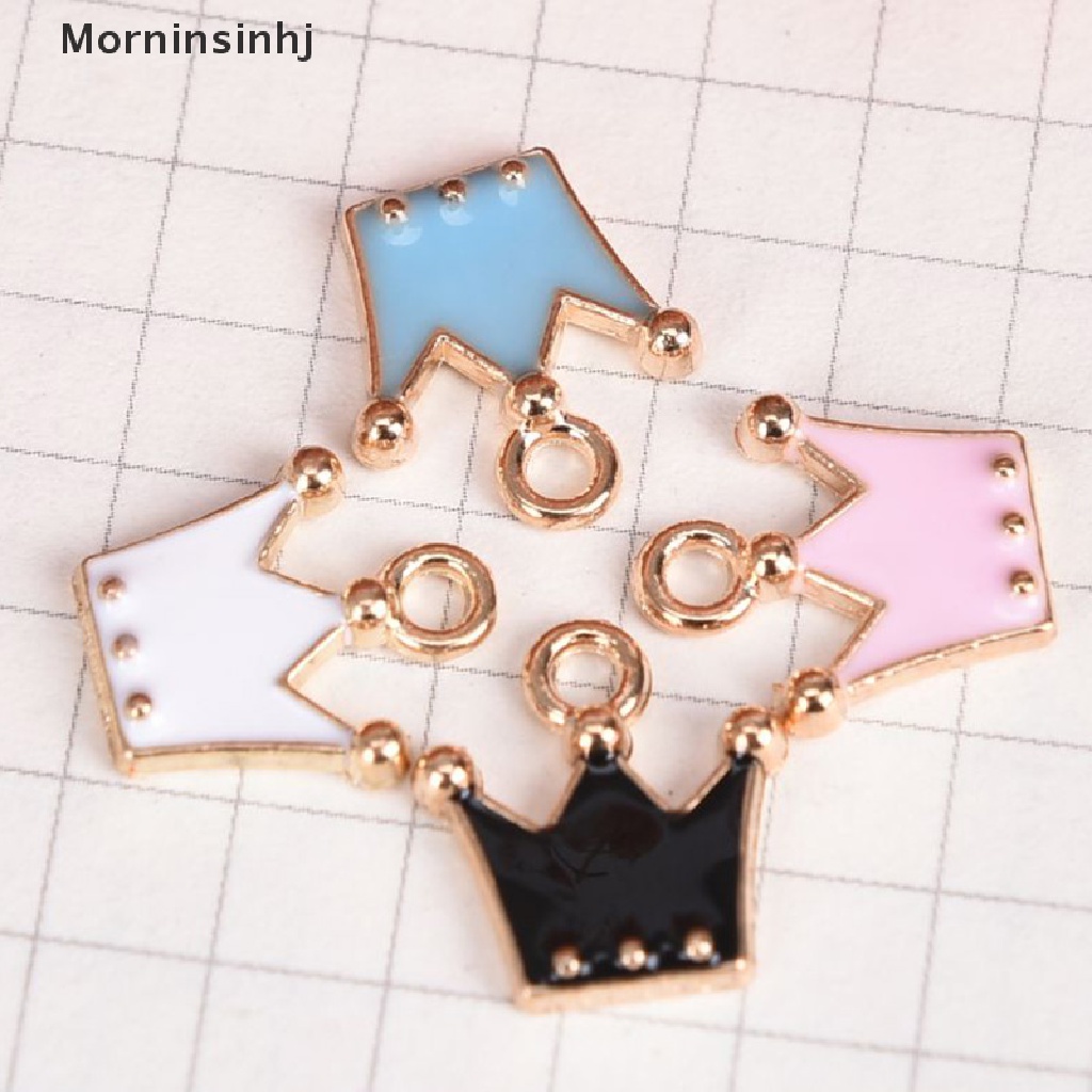 Mornin 10Pcs/Set Enamel Alloy Mahkota Kecil Ch Liontin Perhiasan DIY Membuat Craft Hadiah id