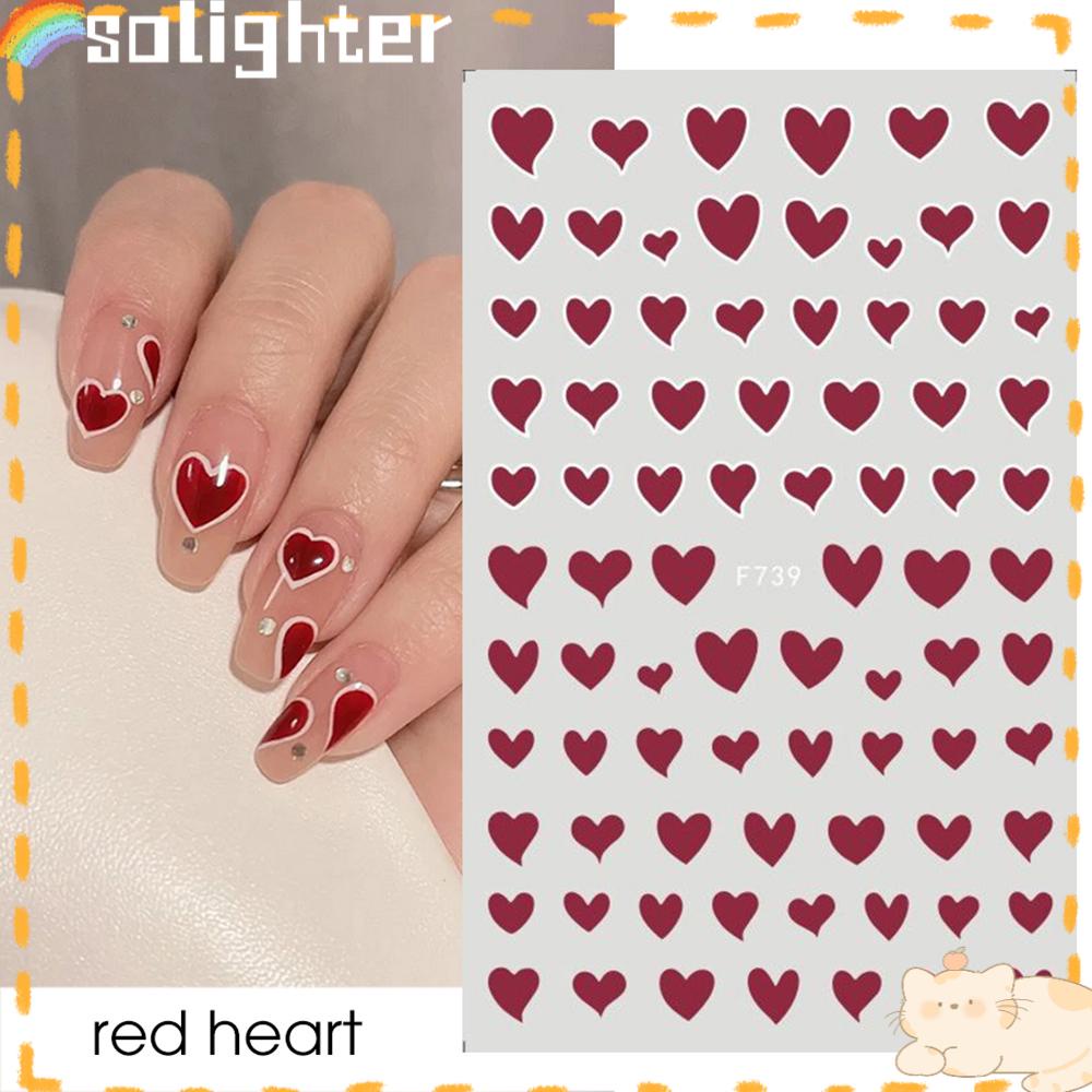 Solighter Stiker Kuku Manicure DIY Self -Adhesive Love Heart