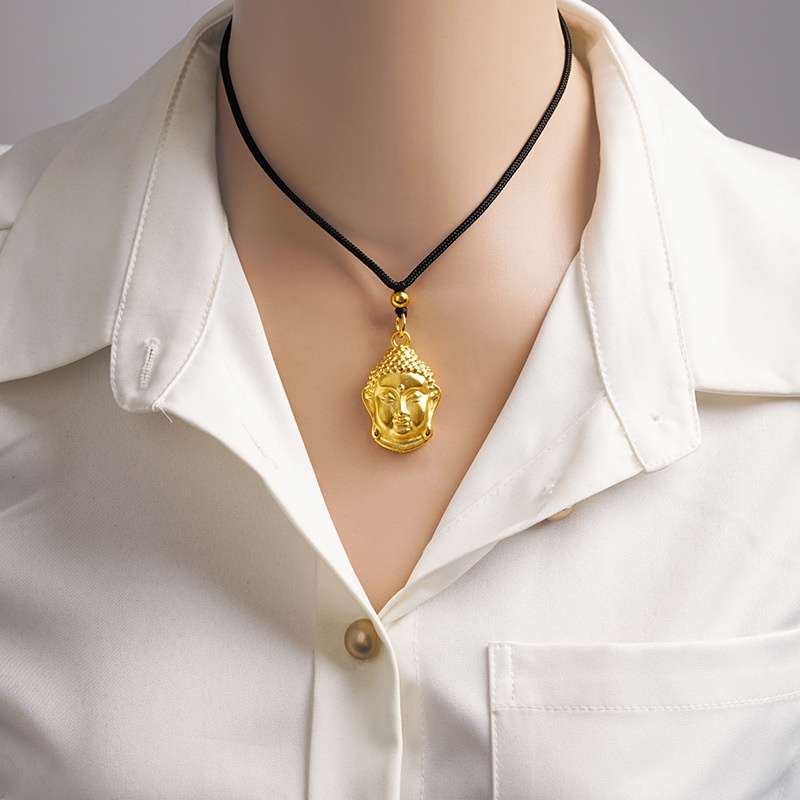 Goldkingdom Fashion Perhiasan Emas Asli Kadar 375Bangkok Aksesoris Ready Stock Buddha Kepala Kalung Liontin Buddha Anda Ankang Aksesoris Pria Dan Wanita Adjustable