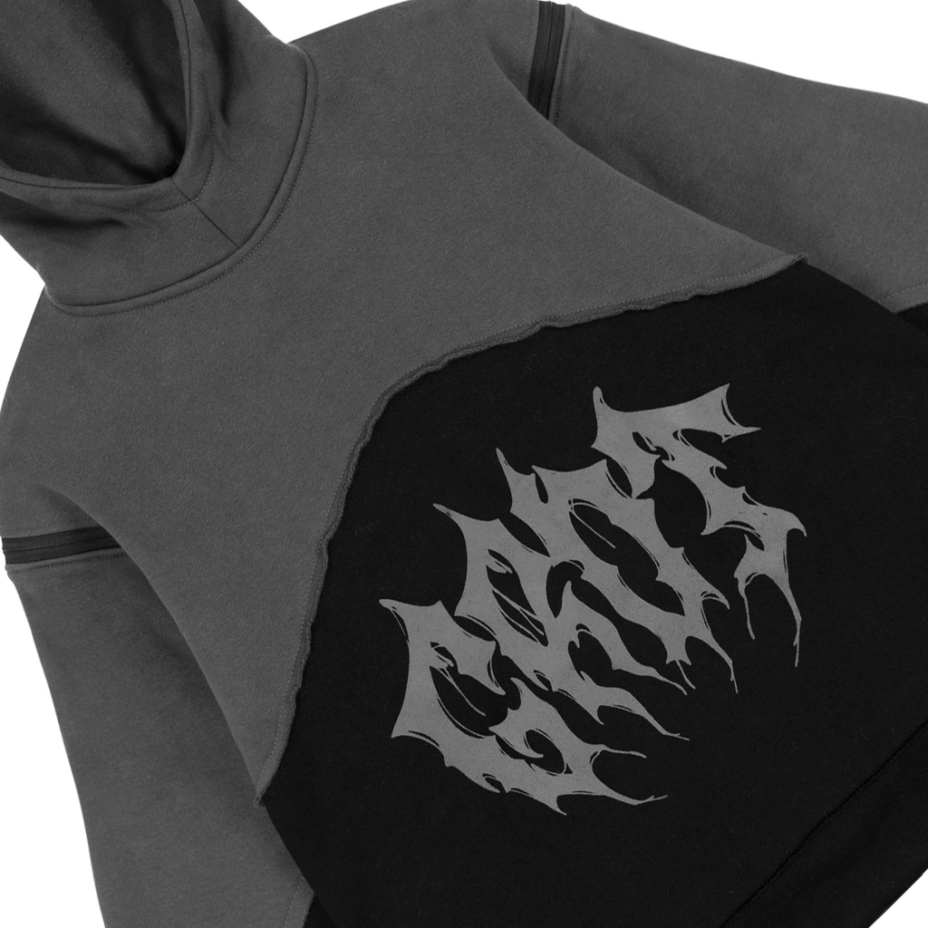 GRDT - Astaroth Two Tone Hoodie Oversize Black Grey