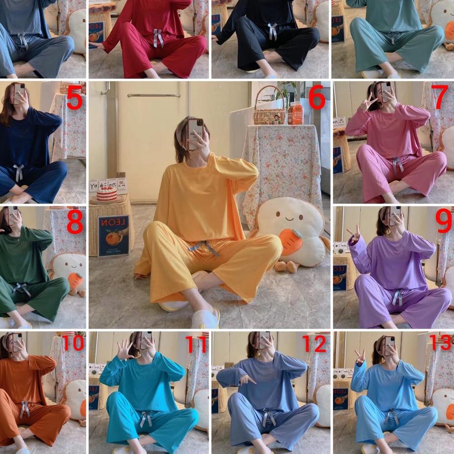 ❊ Baju tidur piyama bahan spandek import pp polos ➵