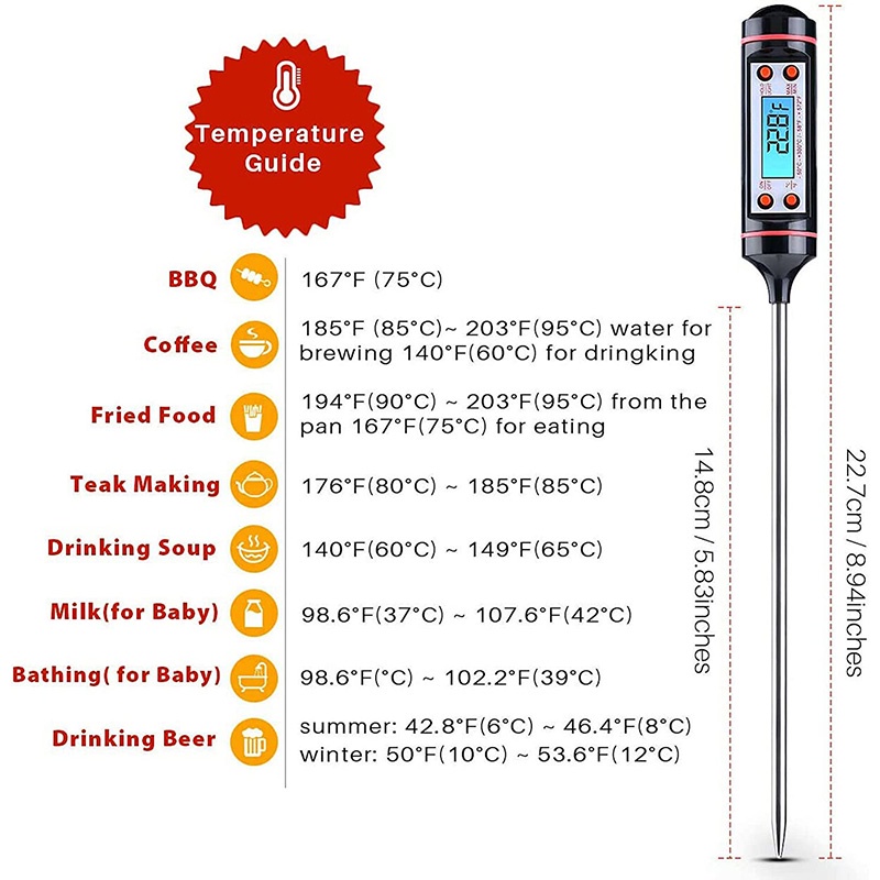 Termometer Makanan TP101 Digital Masak Minyak Air BBQ Food Thermometer