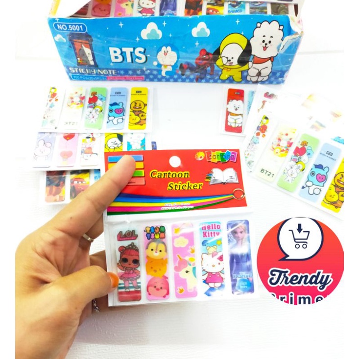 Pembatas buku post it karakter ecer isi 5 set(100pcs)
