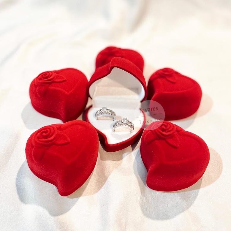 TERBARU  Kotak Cincin Beludru Love isi 2 / Kotak Cincin Nikah