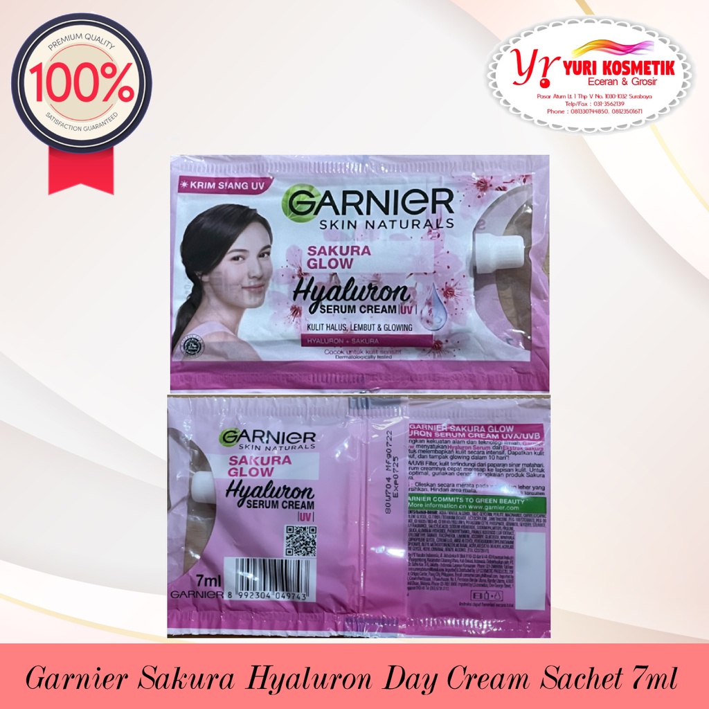 ☘️Yuri Kosmetik☘️ Garnier Sakura Hyaluron Day Cream UV Sachet 7ml / Krim Muka