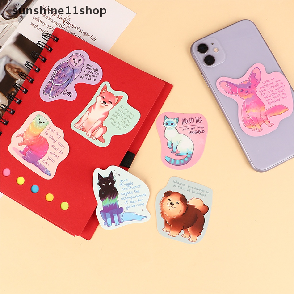 Sho 50pcs Lucu Kartun Hewan Motivasi Ungkapan Graffiti Stiker Decal Diary Scrapbook Koper Laptop Stiker Mainan Anak N