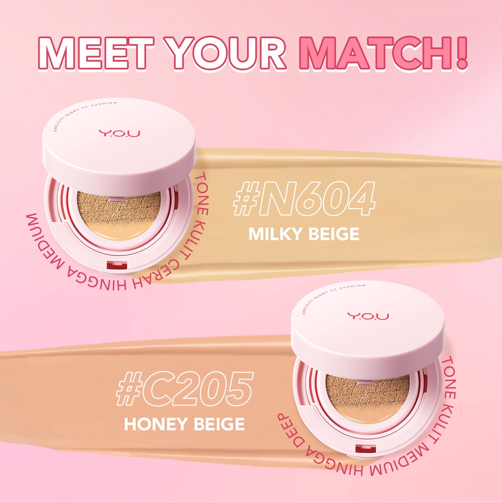 COD! CC CUSHION RINGAN BAGUS MURAH The Simplicity Color Corrector YOU Makeup 01 MILKY 02 HONEY BEIGE