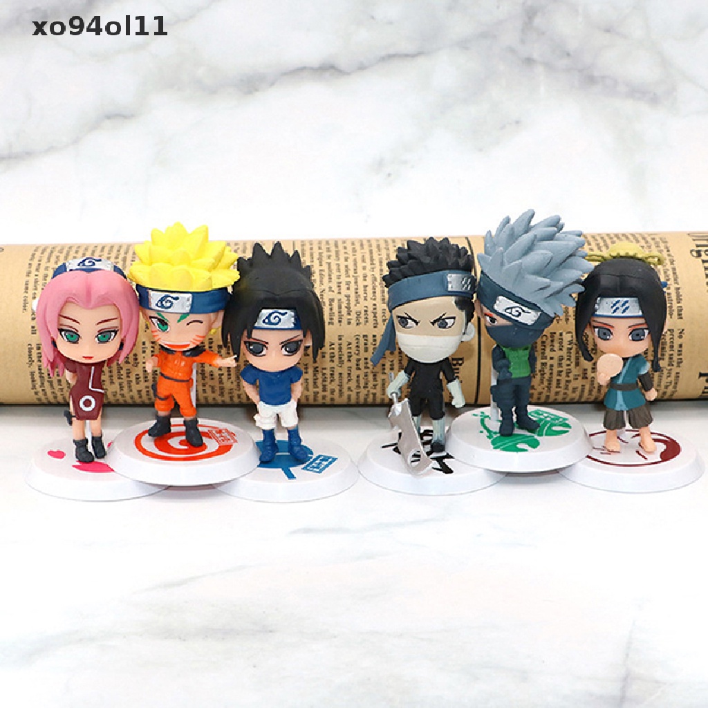 Xo 6pcs Boneka Naruto Kawaii Action Figure Tokoh Anime Naruto Sasuke Hadiah Liburan Hadiah Anak OL