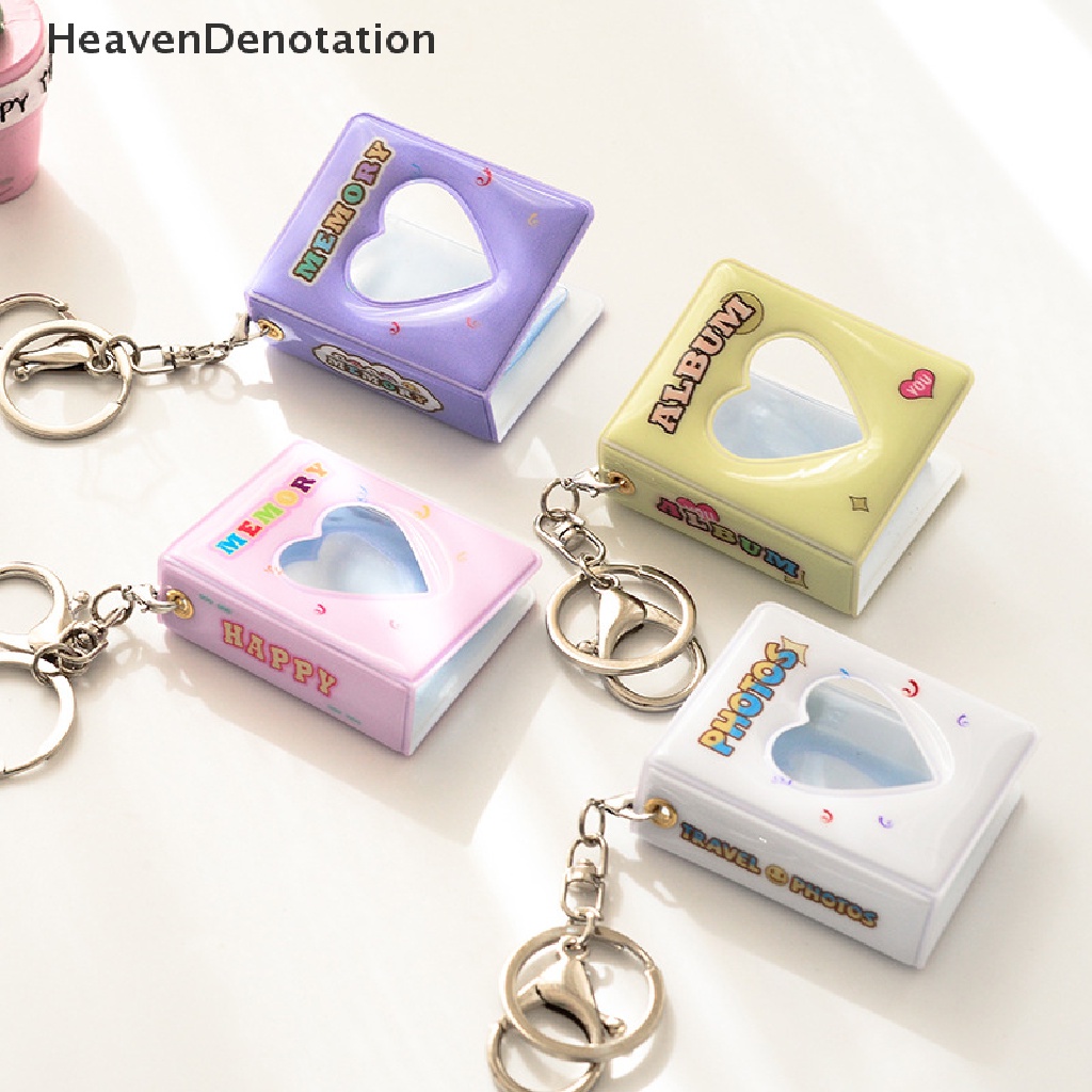 [HeavenDenotation] Album Foto 1inch Dengan Gantungan Kunci Kpop Hollow Love Photo Holder Card Bag Mini Instax Card Holder 16kantong Tas Kartu Nama HDV