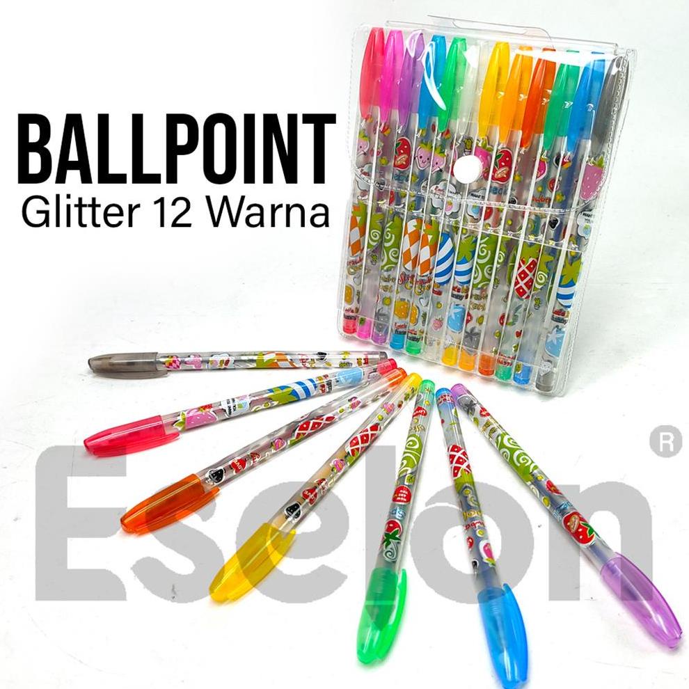 

N26 12pcs PULPEN GEL GLITTER NON KARAKTER / pulpen glitter 12warna TREND KEKINIAN ポ