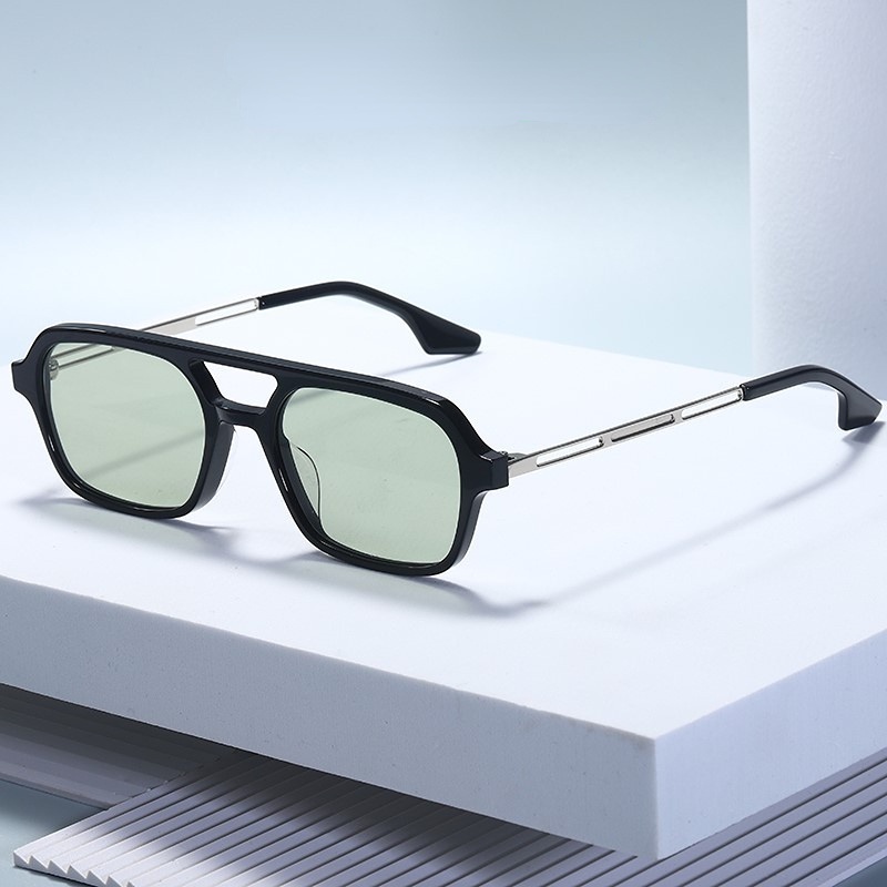 (YUZHU) Anti UV400 Square Frame Metal Fashion Sunglasses Korean Fashion Candy Color Small Square Frame Kacamata Hitam Pria Dan Wanita