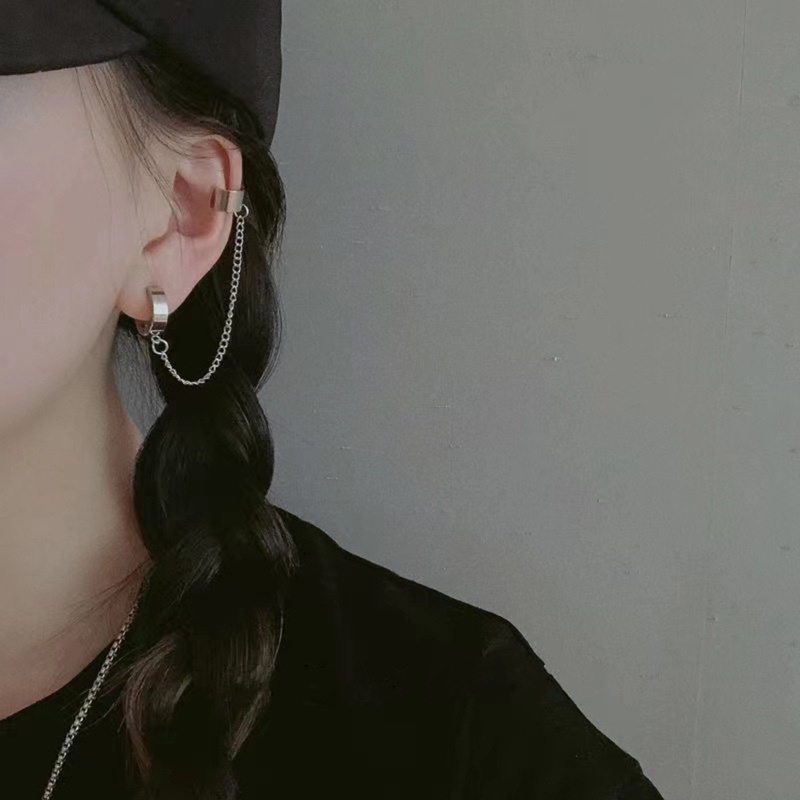 [AYBx] Baju Kaos Distro Pria Wanita Lengan Pendek 1pasang Anting Klip Telinga Bahan Stainless Steel Tanpa Sakit Untuk Pria Wanita Punk Warna Silver Tanpa Tindik Palsu