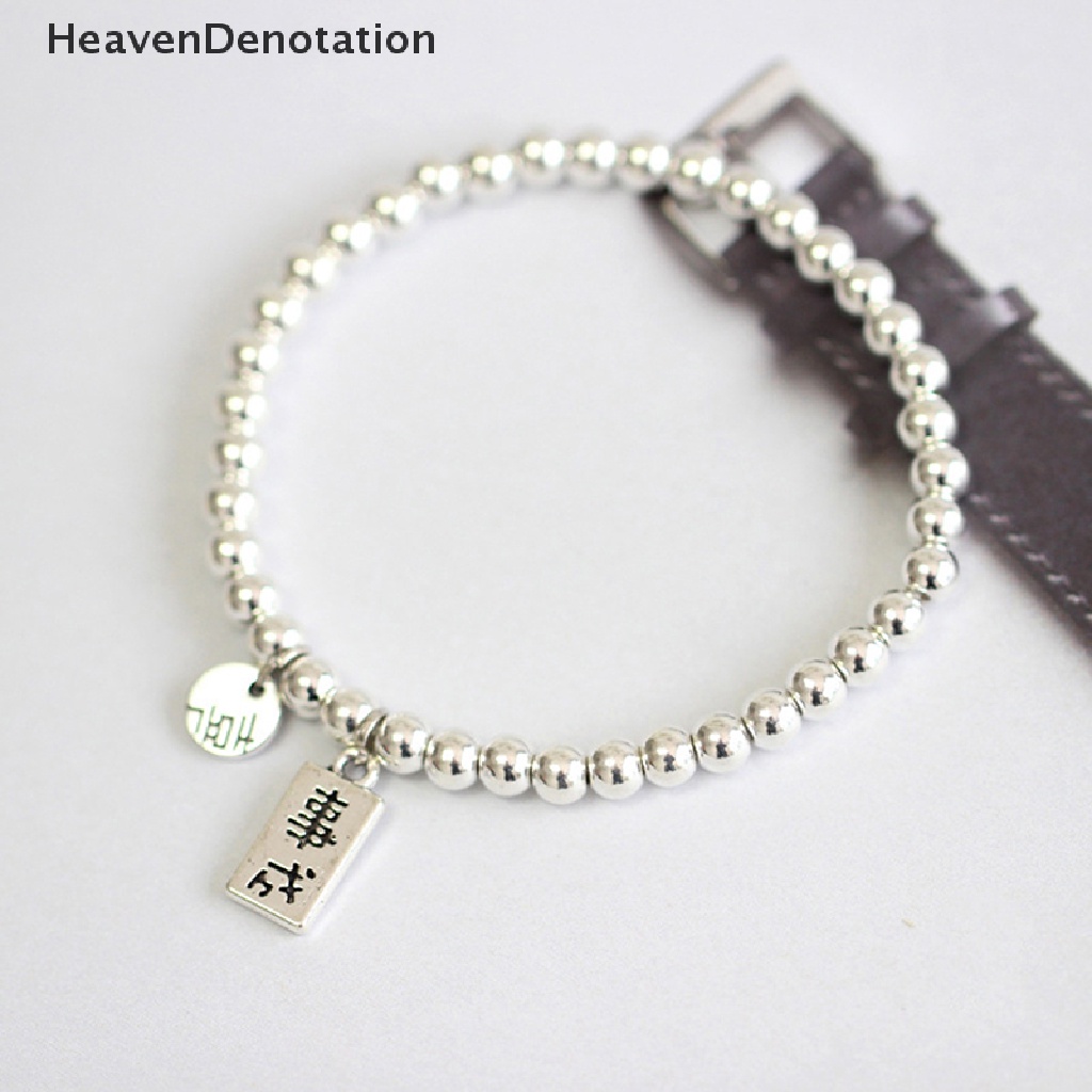 [HeavenDenotation] Warna Perak Fashion Gelang Manik Bulat Sederhana Untuk Wanita Gadis Punk Hip-Hop Trendi Perhiasan Aksesoris Hadiah Perhiasan Pasangan HDV