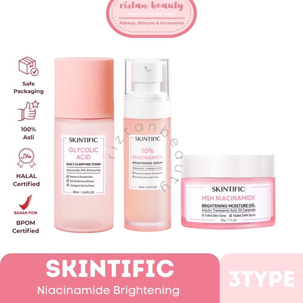 SKINTIFIC - NIACINAMIDE BRIGHTENING ( FACE TONER | MOISTURIZER | SERUM )