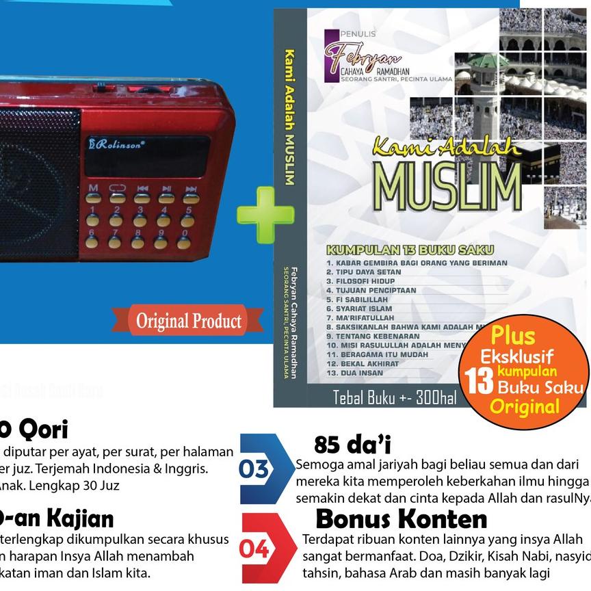 ➥ [Bundling] Speaker Murottal Al Quran Alquran Rolinson / JOC + Buku Islam ➳