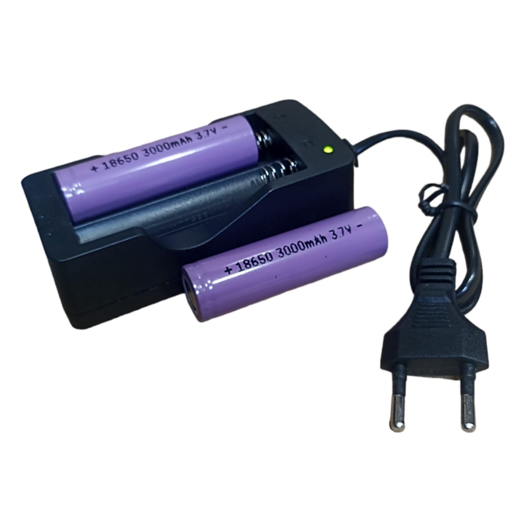 Paket Charger 4.2V-1000mA + 2 PCS BateraiLithium 18650 Li-ION 3.7V - 3000mAh UNGU