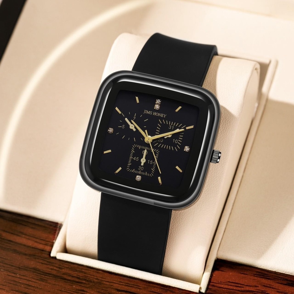 Jims Honey 8027 Jam Tangan Wanita Strap Rubber Kotak Water Ressisten