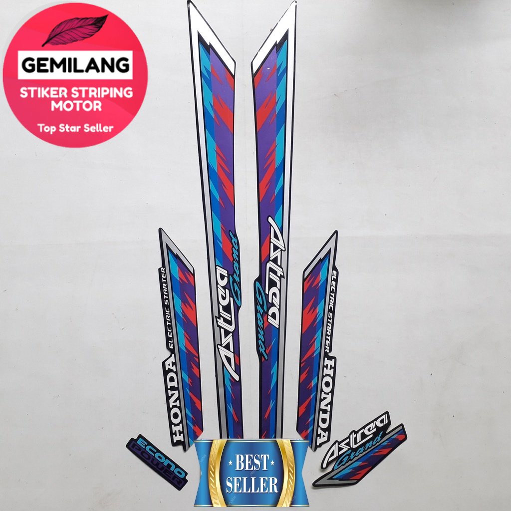 Striping Decal Polet Sticker honda astrea grand 1993 1994 limited edition biru lis merah list body s