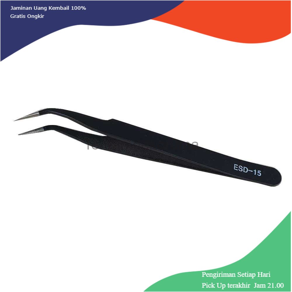 TD - HTA Eagle Beak Pinset Siku Stainless Laboratorium Tweezers Anti-static - ESD-15