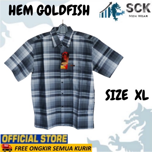 Hem Pria GOLDFISH Lengan Pendek Motif KOKO Salur Reguler Standar / Kemeja Pria Lengan Pendek Murah Aneka Motif