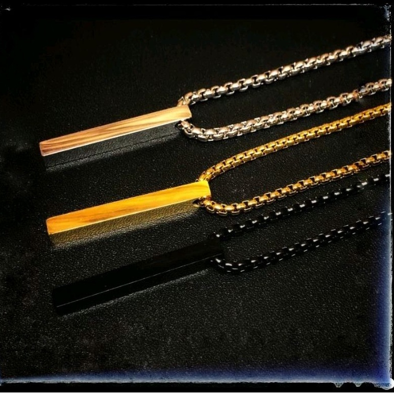 Kalung Titanium import Pria liontin persegi polos 60 cm