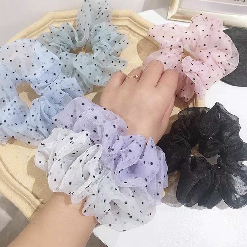 OVERFLOWS.ID IKAT RAMBUT SCRUNCHIE CEPOL MODEL SATIN POLOS POLKA KECIL POLKADOT ALA KOREA HA061