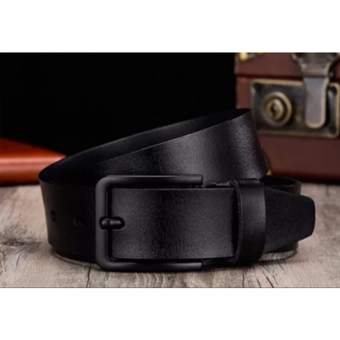 Sabuk Ikat Pinggang Pria Kulit Asli (100 % ) Kulit 1 Lapis ( Grade B ) - Hitam (P3Q0)