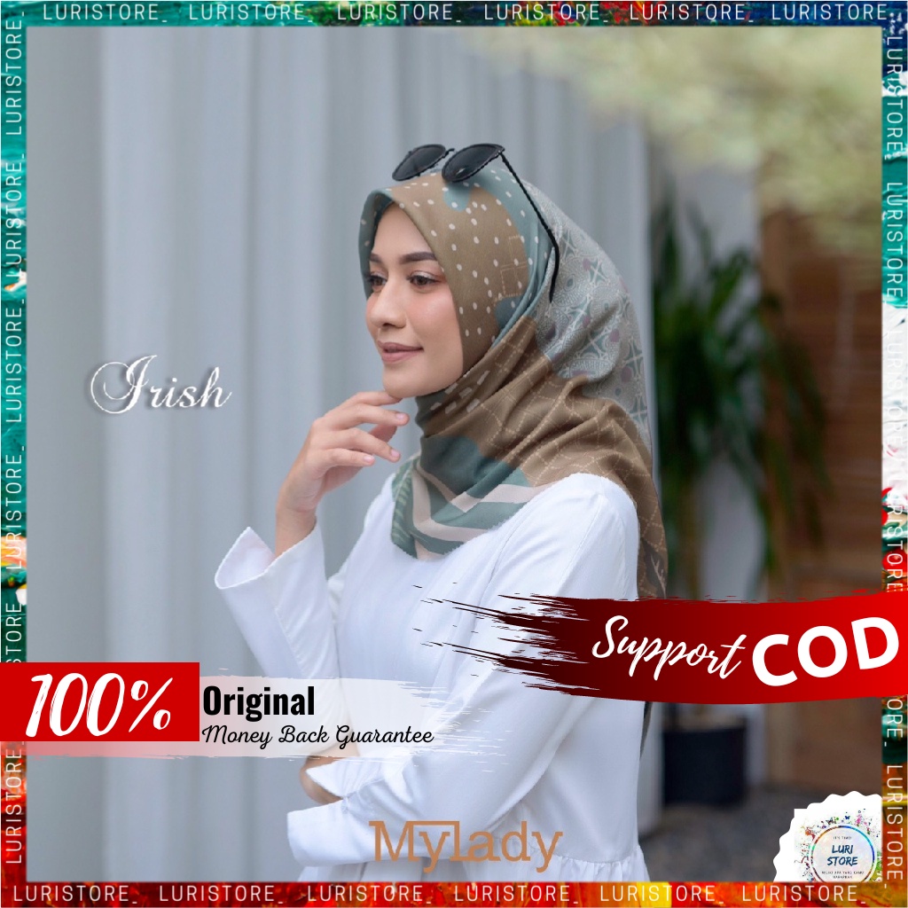 KERUDUNG MY LADY ORI IRISH Hijab Jilbab Segi Empat Segiempat Voal Motif Mylady Terbaru Premium