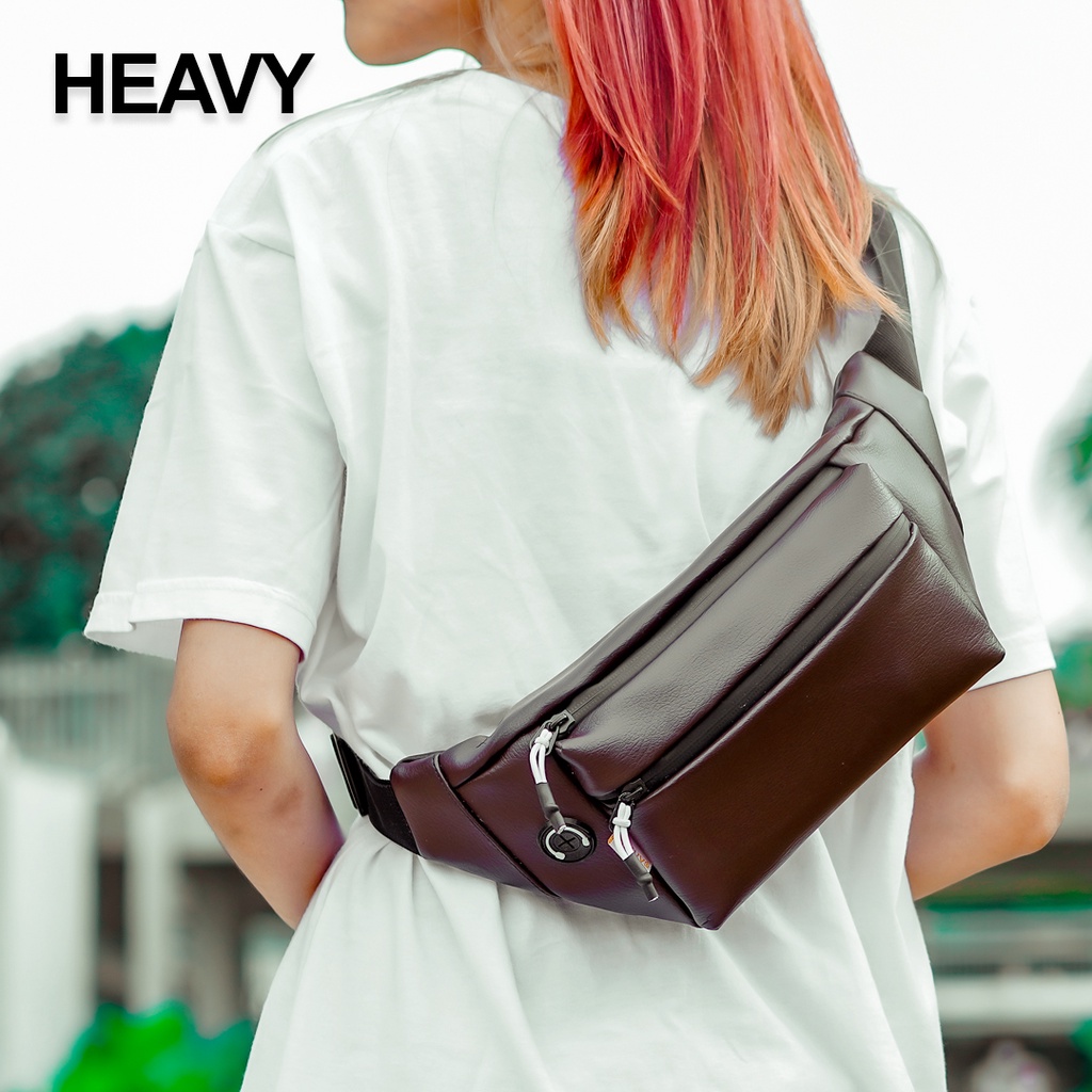 Tas Waistbag Heavy Sintectik PU Leather Premium | Tas Pinggang Pria Heavy