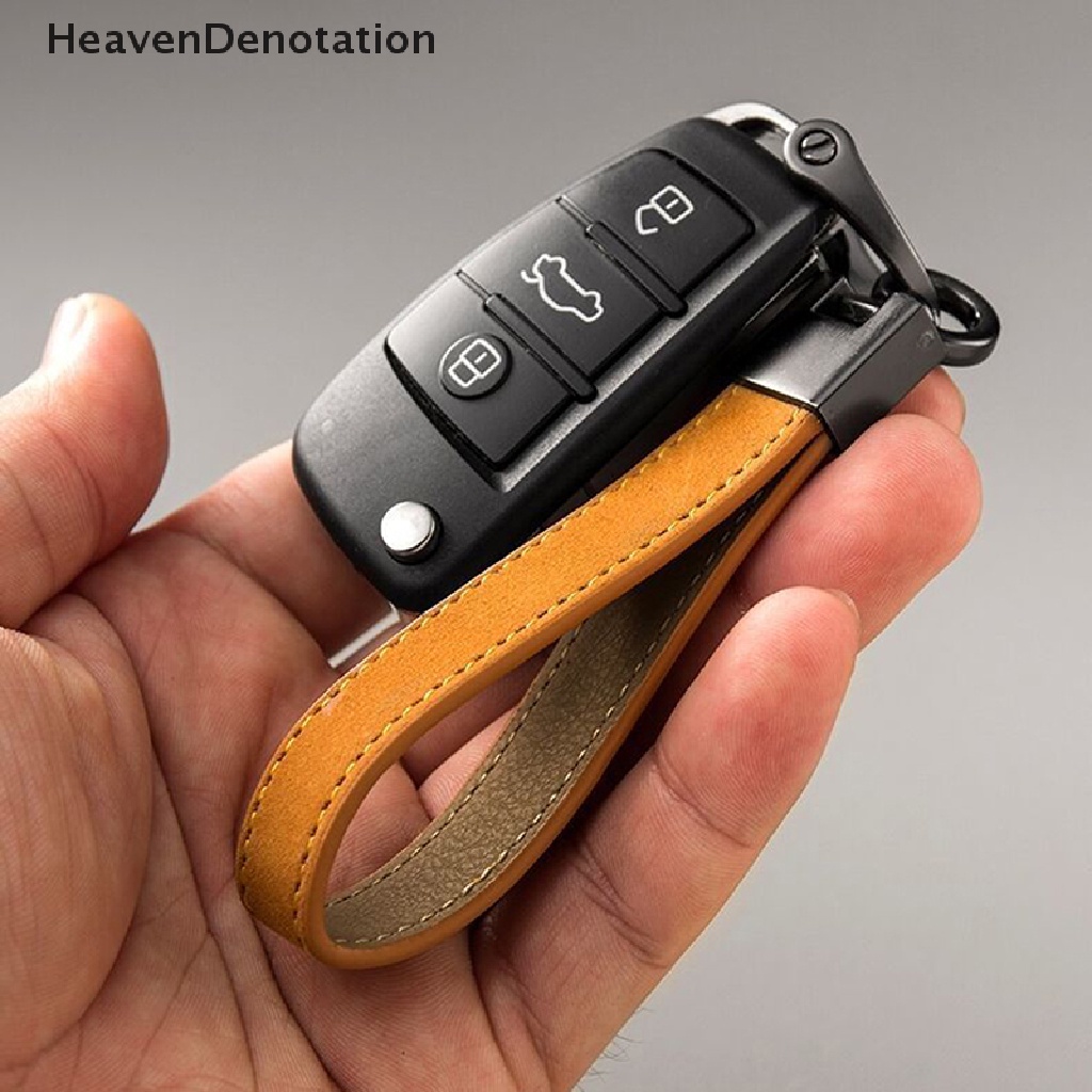 [HeavenDenotation] Fashion Gantungan Kunci Mobil Kulit Asli Keychain Warna Murni Gesper Gantungan Kunci Mobil Aksesoris Mobil Hadiah Car Keychain HDV