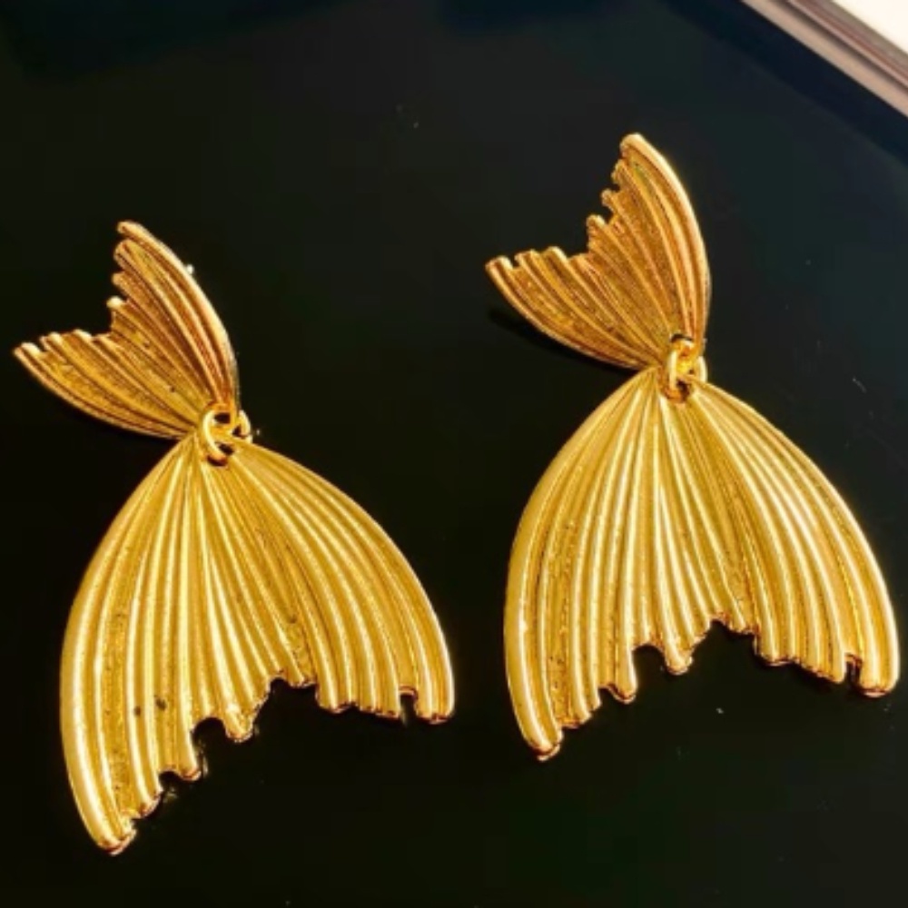 Deartiara Anting Bentuk Fishtail Serbaguna Yang Dipersonalisasi, Desain Kecil, Anting Canggih, Paduan Lipit, Anting Sederhana