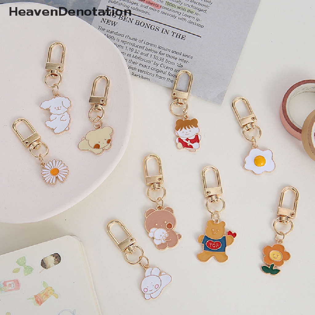 [HeavenDenotation] Kartun Logam Gantungan Kunci Indah Lucu Tas Ornamen Mahasiswa Segar Kunci Cincin Liontin Gadis Gantungan Kunci Aksesoris Kawaii Keychain HDV