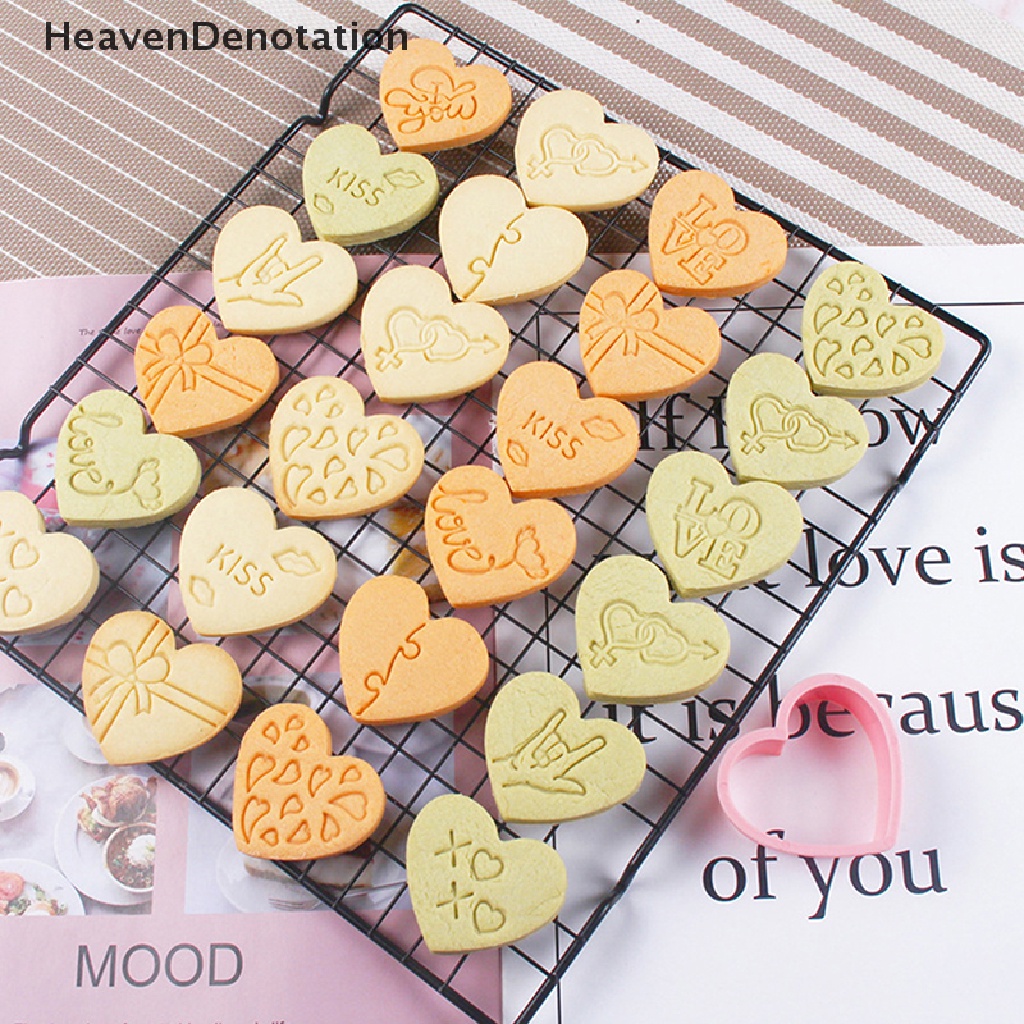 [HeavenDenotation] 10pcs/set Valene's Day Heart Cookie Mold Love You Letter Heart Fondant Stamp HDV